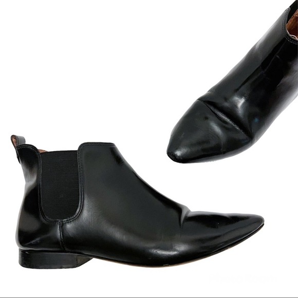 Madewell Shoes - Madewell Nico Ankle Bootie Black Patent Leather Point Toe Chelsea Boot Size 9